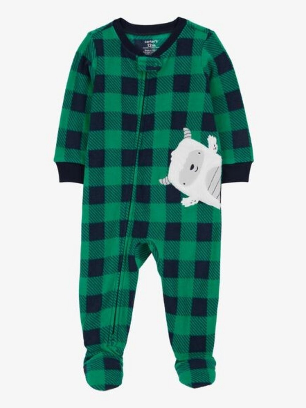 Carter's Teal and Navy Plaid Footed One-Piece